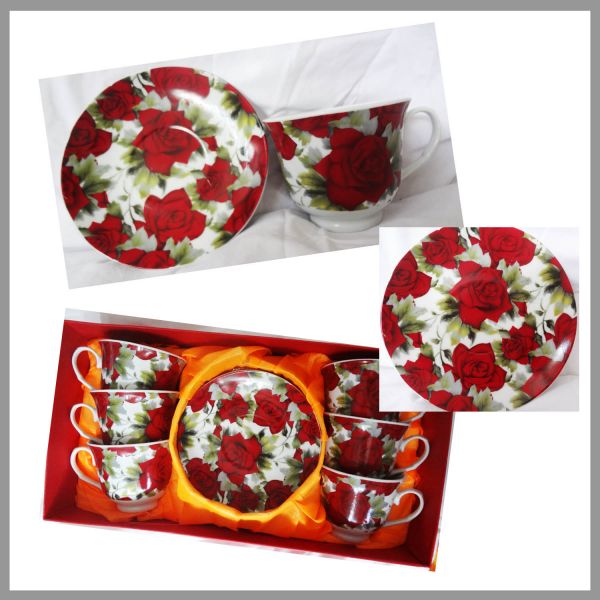 Kit de Xícaras para Chá Rosas - 12 Peças